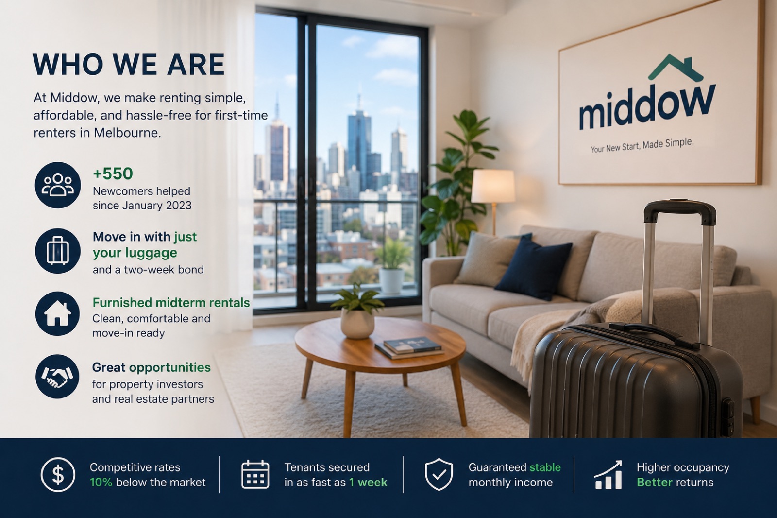 An illustrated Melbourne street of rental homes